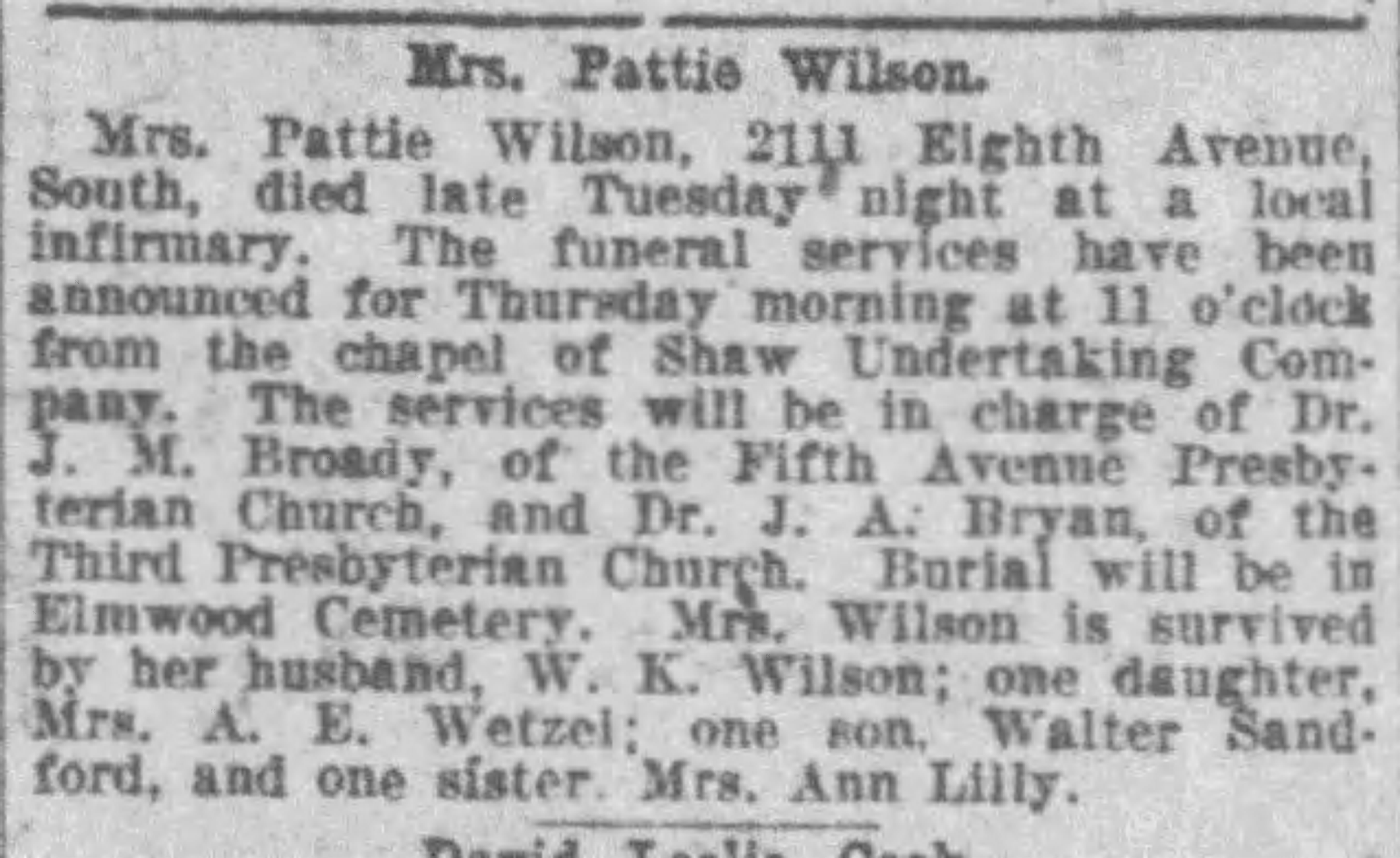 Pattie Wilson obituary